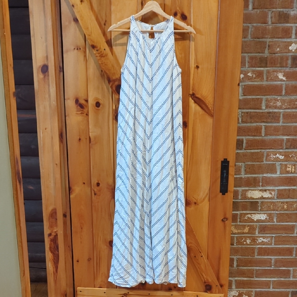 J. Crew Ivory and Navy Striped Dress